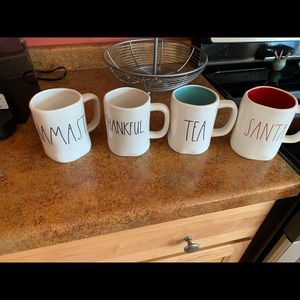 4 rae dunn mugs